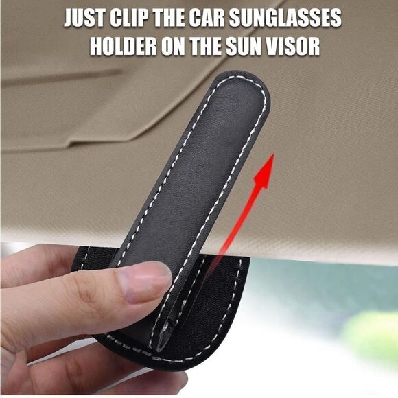 BMW Motorsports Logo Sunglass Holder for Car Black PU Leather With Gold NWT - Picture 6 of 13